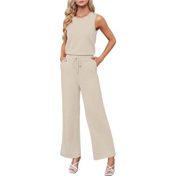 Air Essentials Jumpsuits for Women Casual Wide Leg Long Pants Jumpsuit - Picture 1 of 6